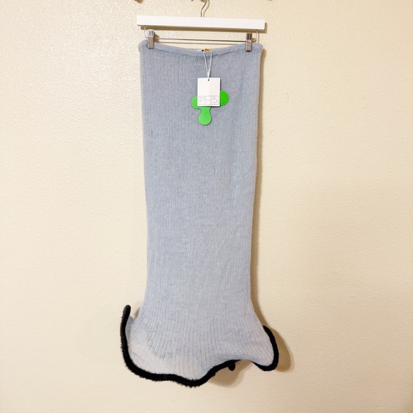 PH5 Ginny Alpaca Wavy Wire-Hem Knitted Midi Skirt in Dreamy Blue size large - Picture 6 of 13